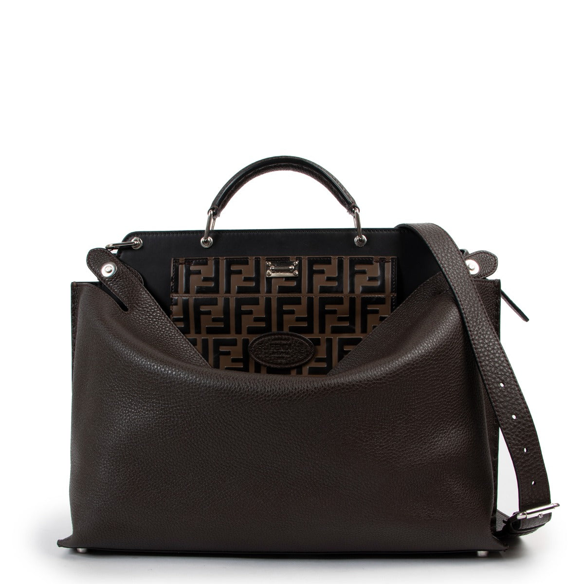 Shop authentic second hand luxury fashion designer Fendi Ebony Peekaboo Iconic Essentially Briefcase at Labellov