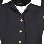 Shop high end luxury designer second hand Chanel Vintage Black White Dress at Labellov.