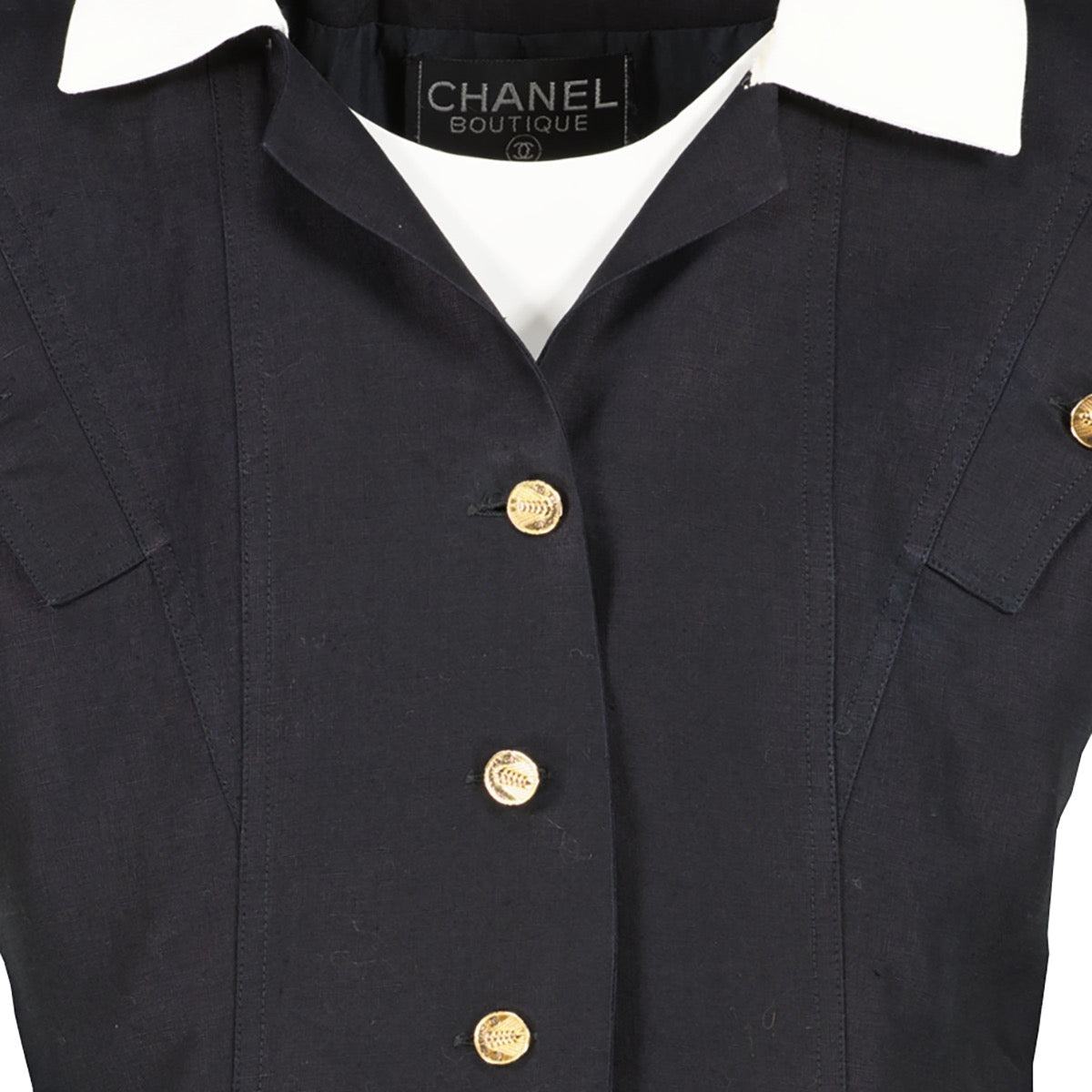 Shop high end luxury designer second hand Chanel Vintage Black White Dress at Labellov.