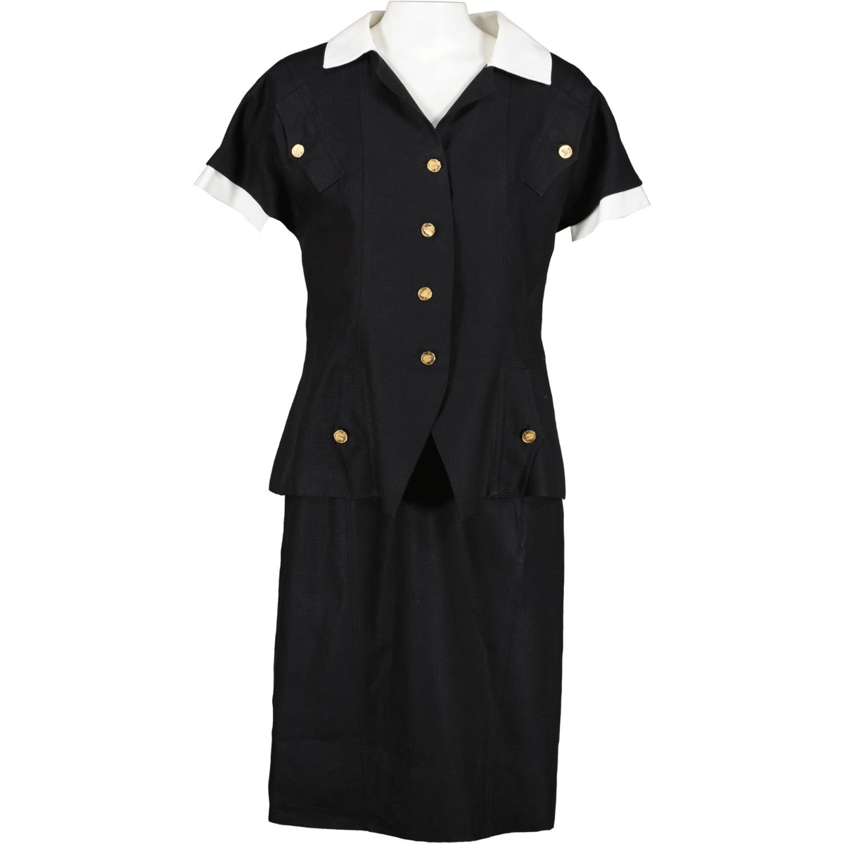 Shop high end luxury designer second hand Chanel Vintage Black White Dress at Labellov.