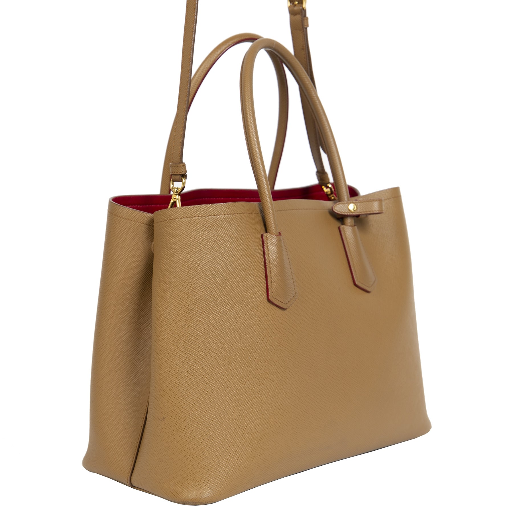 Authentieke Tweedehands Prada Saffiano Leather Double Medium Tote Bag juiste prijs veilig online shoppen luxe merken webshop winkelen Antwerpen België mode fashion