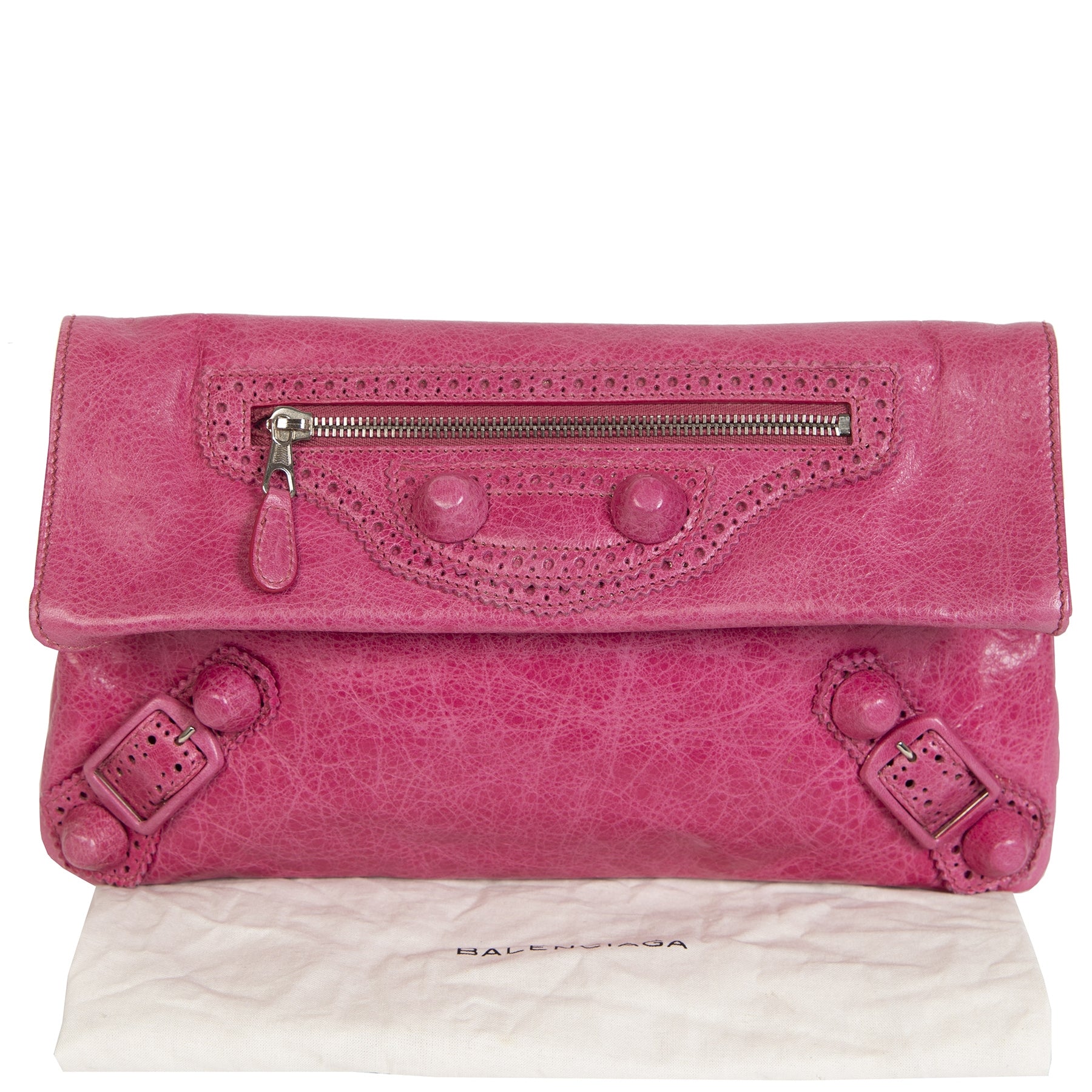 Pochette enveloppe Balenciaga fuchsia brogue