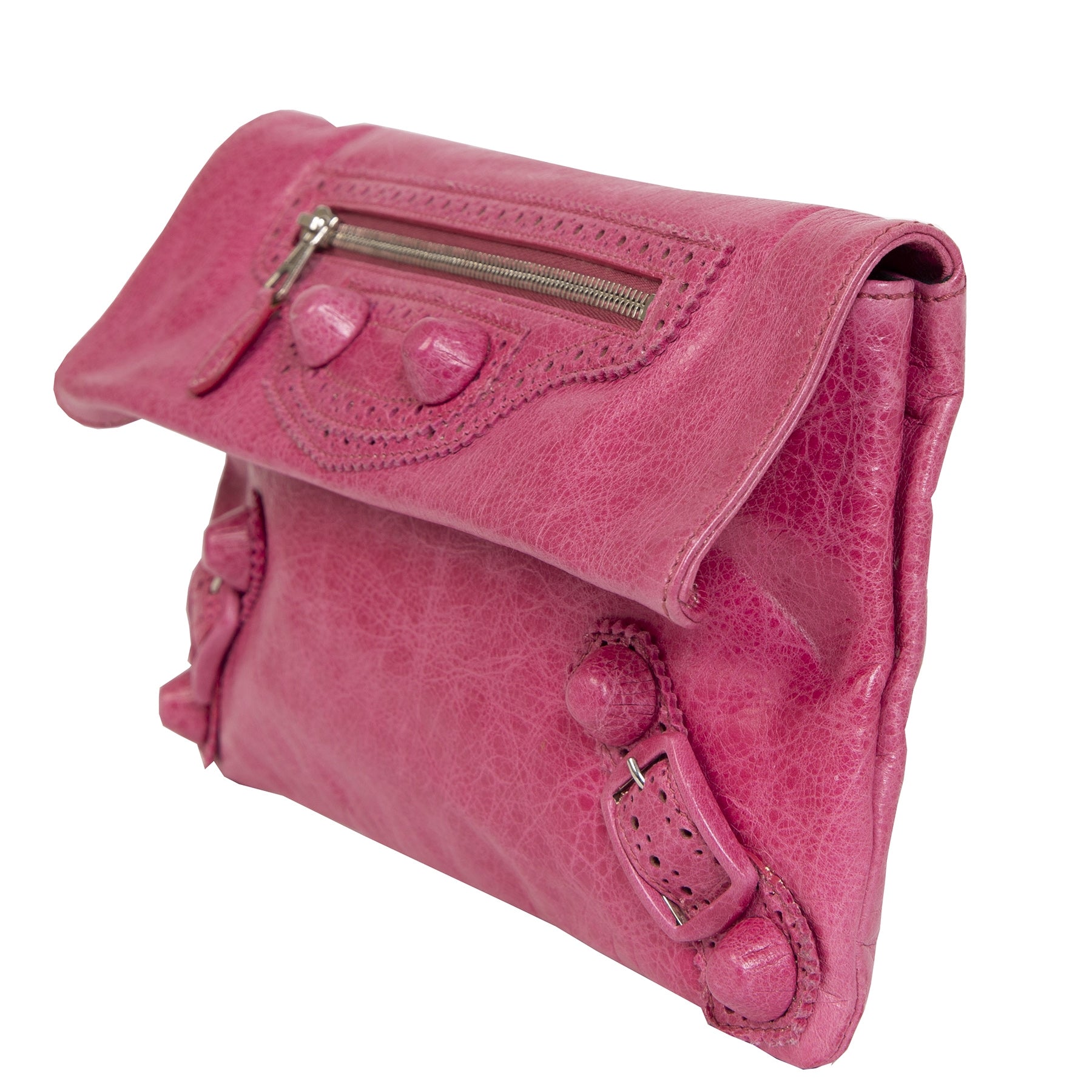 Pochette enveloppe Balenciaga fuchsia brogue