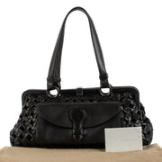 Bottega Veneta Black Woven Leather Bag for the best price at Labellov secondhand luxury in Antwerp and Knokke.
