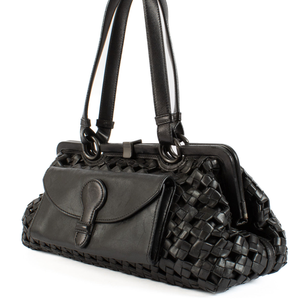 Buy and sell your preloved and brand new designer Bottega Veneta Black Woven Leather Bag