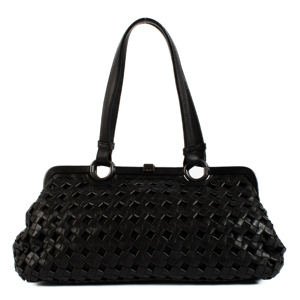 Bottega Veneta Limited Edition Zwart Geweven Leren Tas