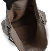 Buy an authentic second hand Bottega Veneta Grey Leather Cervo Flap Top Hobo Bag in very good condition at Labellov