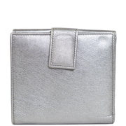 100% authentic Yves Saint Laurent Y-Mail Bi-fold Silver Leather Wallet