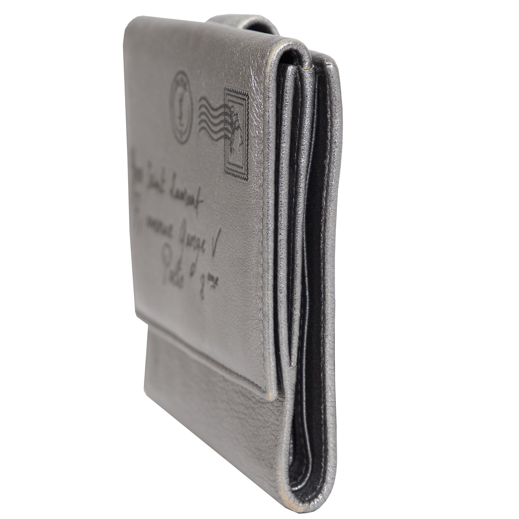 Yves Saint Laurent Y-Mail Bi-fold Zilveren Leren Portemonnee