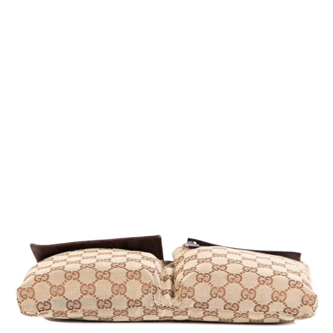 Authentieke Tweedehands Gucci Beige GG Monogram Canvas Belt Bag juiste prijs veilig online shoppen luxe merken webshop winkelen Antwerpen België mode fashion