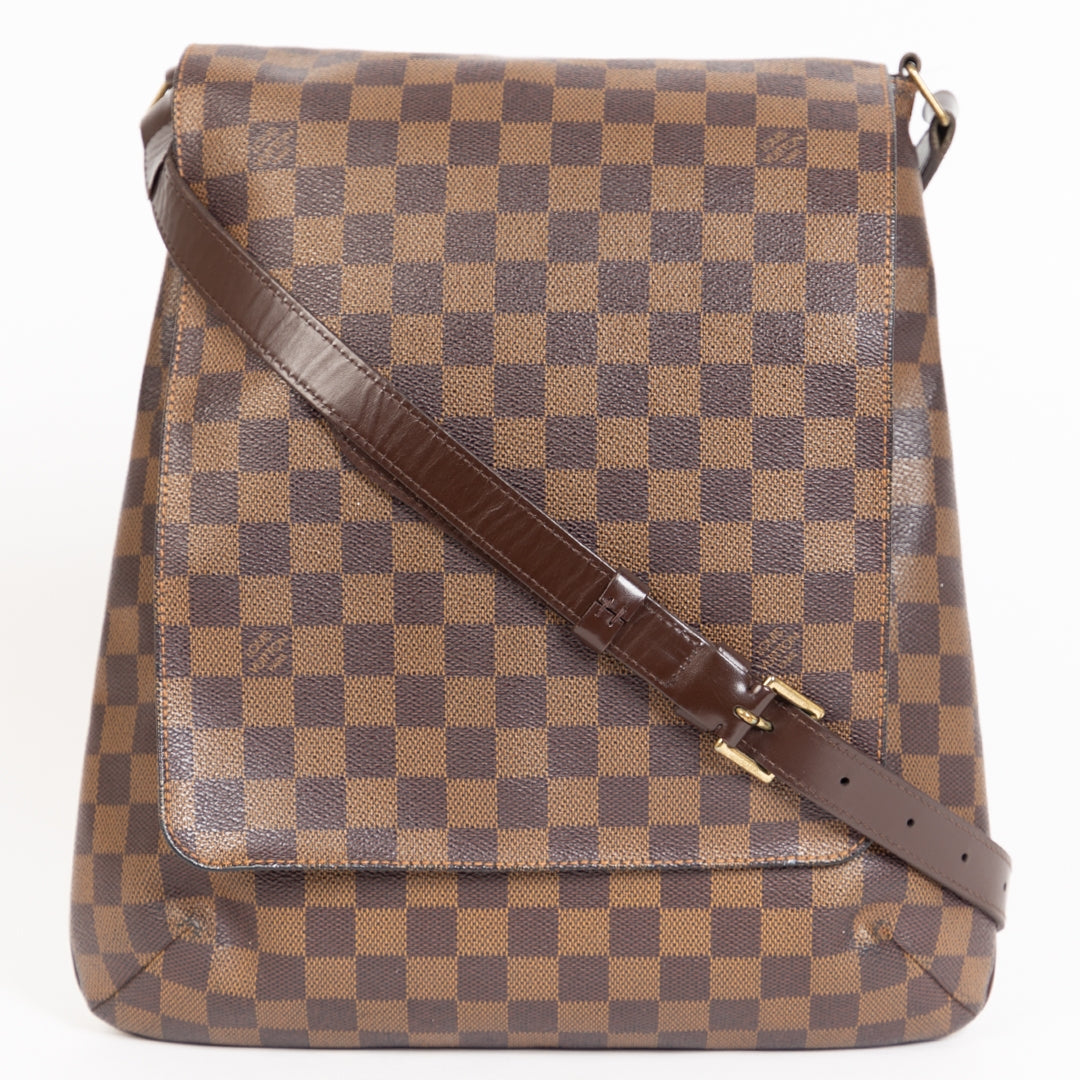 Authentieke Tweedehands Louis Vuitton Damier Ebene Musette Salsa Bag juiste prijs veilig online shoppen luxe merken webshop winkelen Antwerpen België mode fashion
