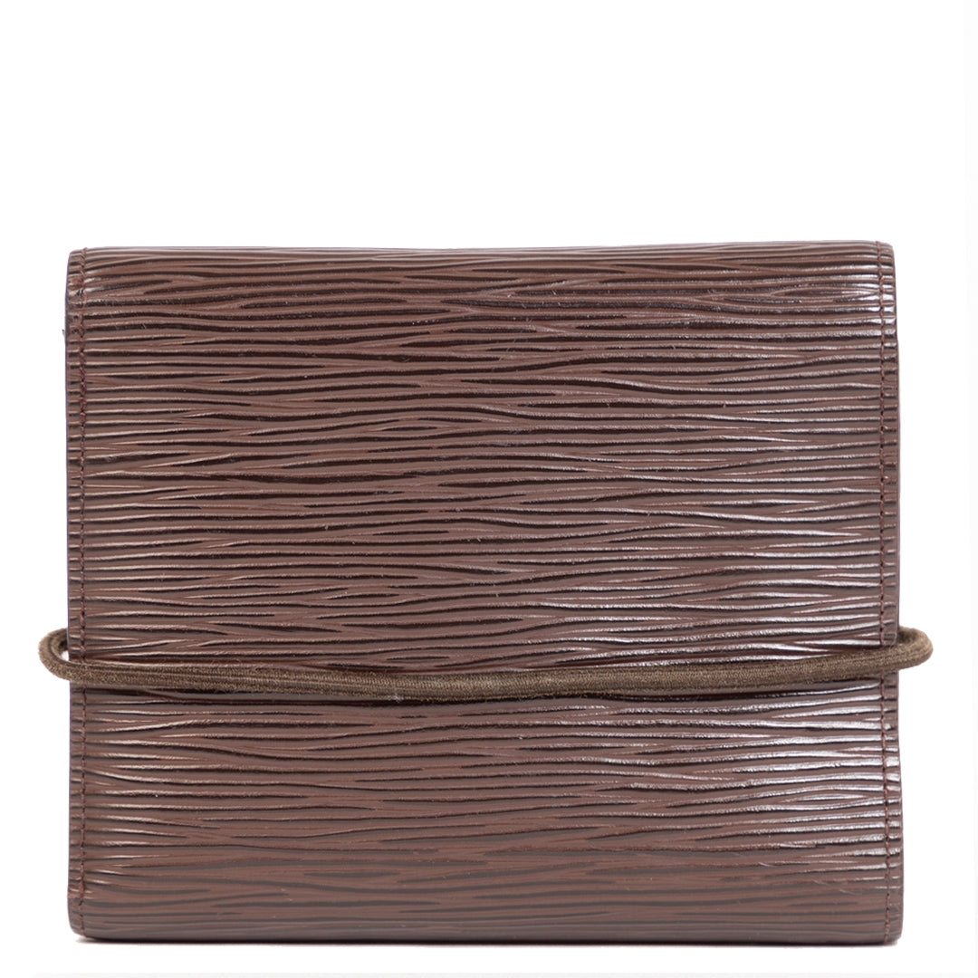 Authentieke Tweedehands Louis Vuitton Moka Epi Leather Wallet juiste prijs veilig online shoppen luxe merken webshop winkelen Antwerpen België mode fashion