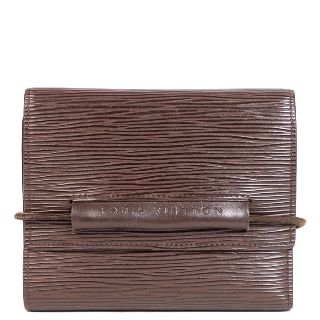 Authentieke Tweedehands Louis Vuitton Moka Epi Leather Wallet juiste prijs veilig online shoppen luxe merken webshop winkelen Antwerpen België mode fashion