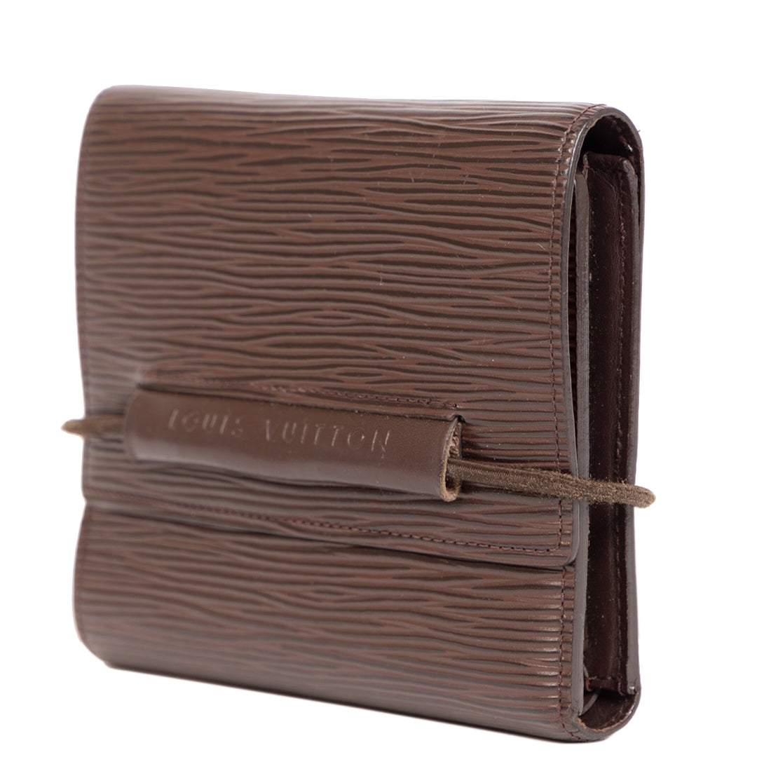 Authentieke Tweedehands Louis Vuitton Moka Epi Leather Wallet juiste prijs veilig online shoppen luxe merken webshop winkelen Antwerpen België mode fashion