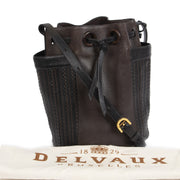 Authentieke Tweedehands Delvaux Dark Brown Woven Leather Bucket Bag juiste prijs veilig online shoppen luxe merken webshop winkelen Antwerpen België mode fashion
