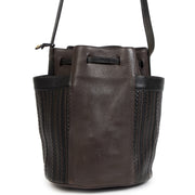 Authentieke Tweedehands Delvaux Dark Brown Woven Leather Bucket Bag juiste prijs veilig online shoppen luxe merken webshop winkelen Antwerpen België mode fashion