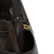 Authentieke Tweedehands Delvaux Dark Brown Woven Leather Bucket Bag juiste prijs veilig online shoppen luxe merken webshop winkelen Antwerpen België mode fashion