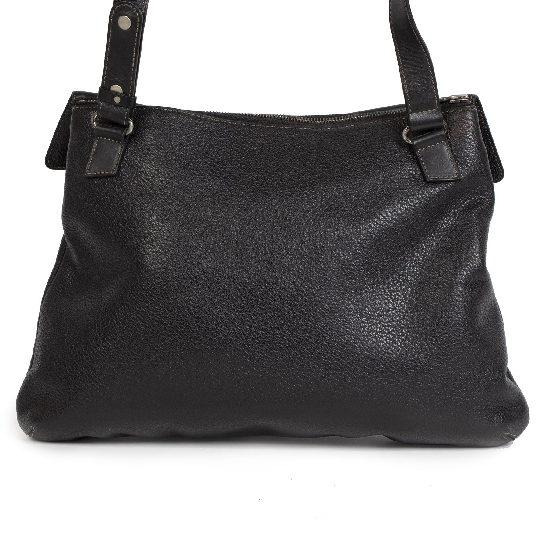 Authentieke Tweedehands Deux de Delvaux Black Leather Crossbody Bag juiste prijs veilig online shoppen luxe merken webshop winkelen Antwerpen België mode fashion