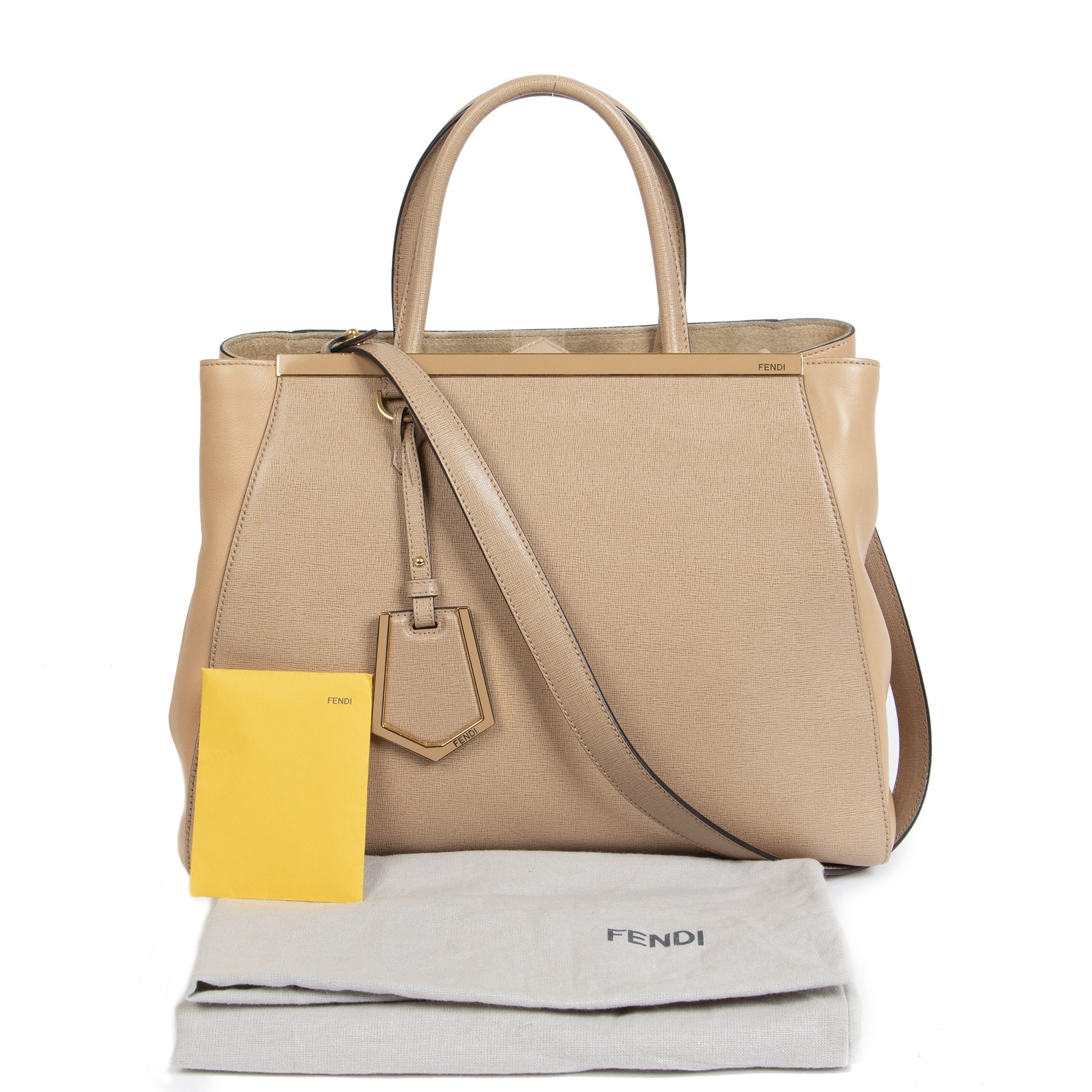 Fendi 2Jours Vitello Elite 'Make-Up' Beige Shoulder Bag