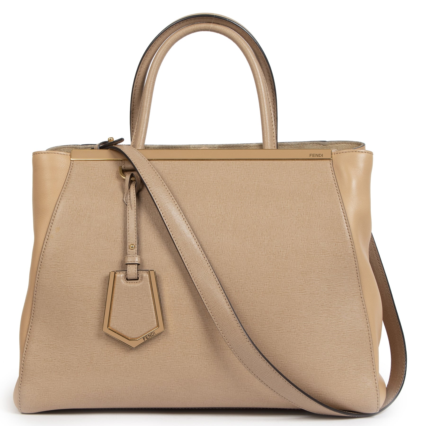 Fendi 2Jours Vitello Elite 'Make-Up' Beige Shoulder Bag