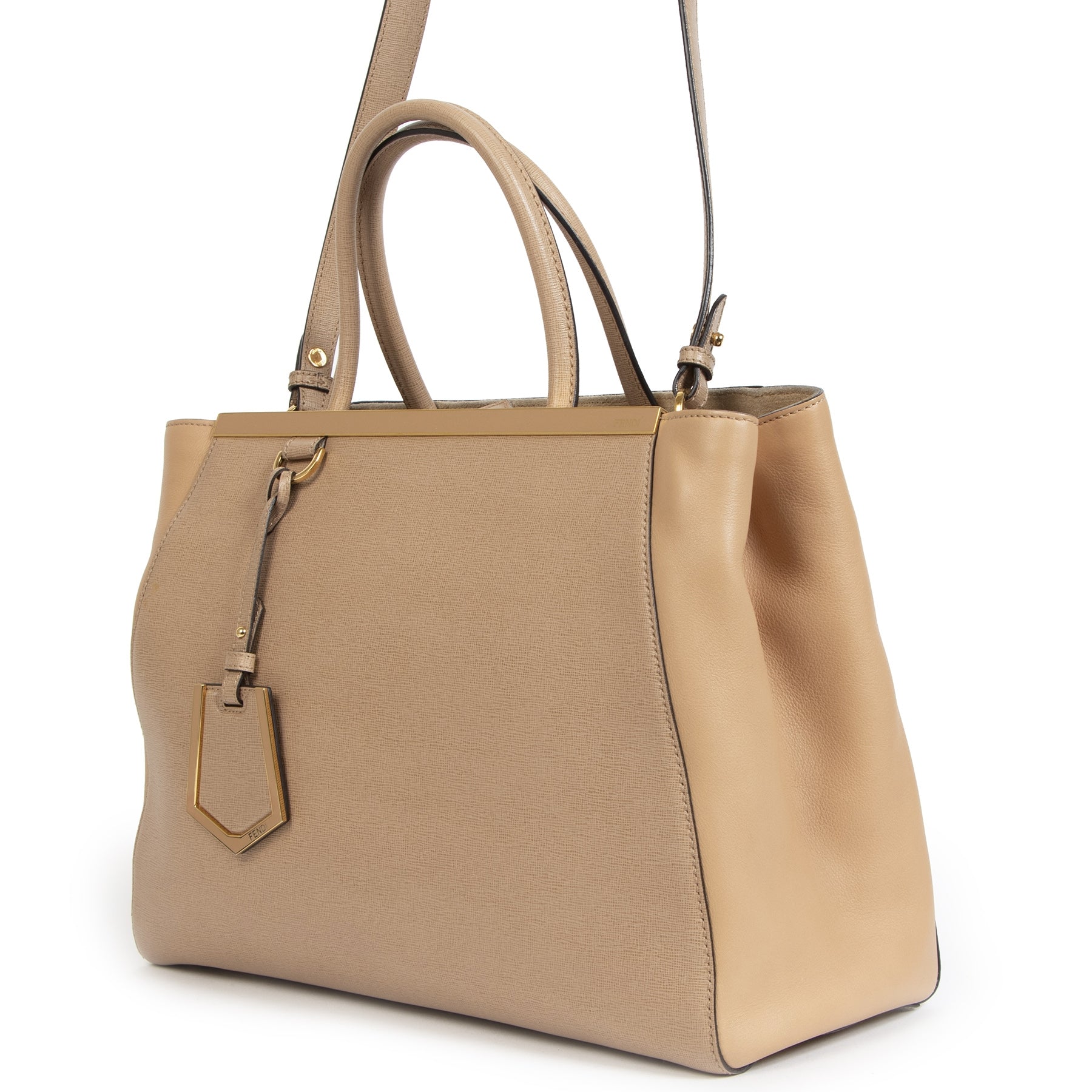 Fendi 2Jours Vitello Elite 'Make-Up' Beige Shoulder Bag