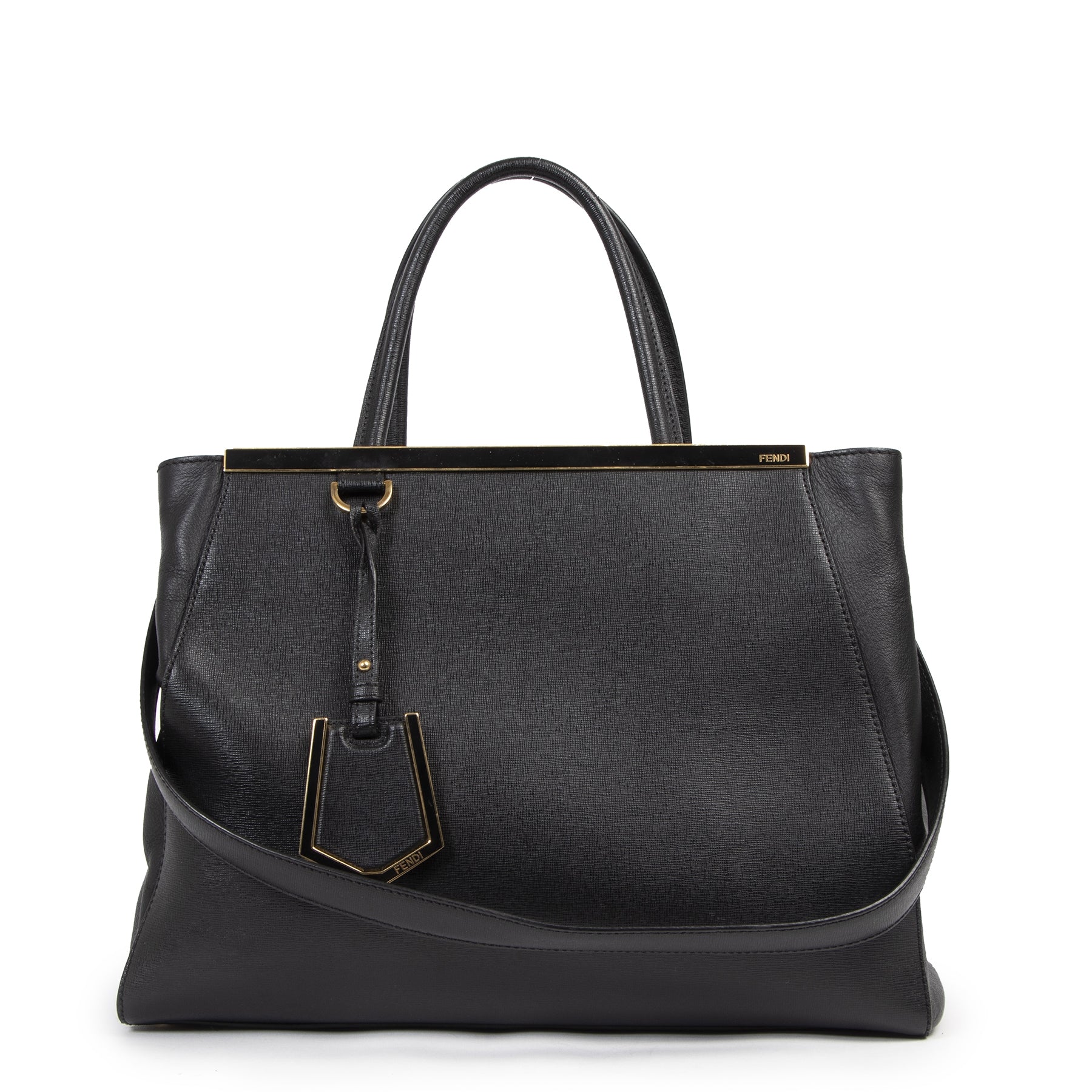 Fendi Black Saffiano Leather 2Jours Bag