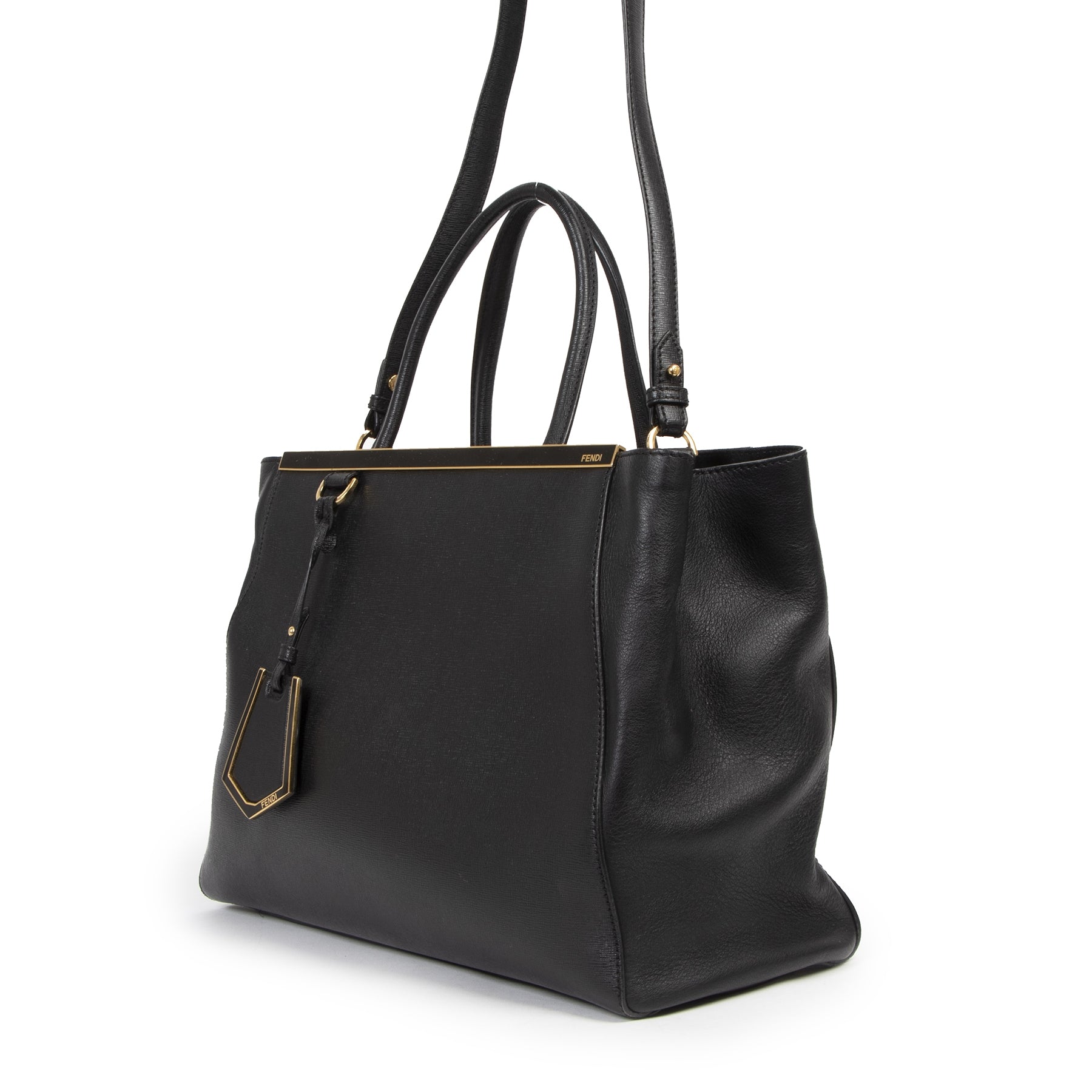 Fendi Black Saffiano Leather 2Jours Bag