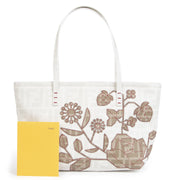 Authentieke Tweedehands Fendi White Zucca Spalmati Embroidered Small Tote Bag juiste prijs veilig online shoppen luxe merken webshop winkelen Antewerpen België mode fashion