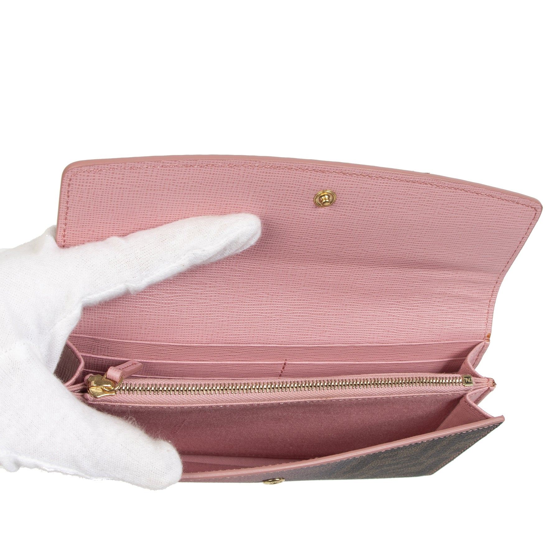 Fendi Pink Obre Zucca Pattern Wallet