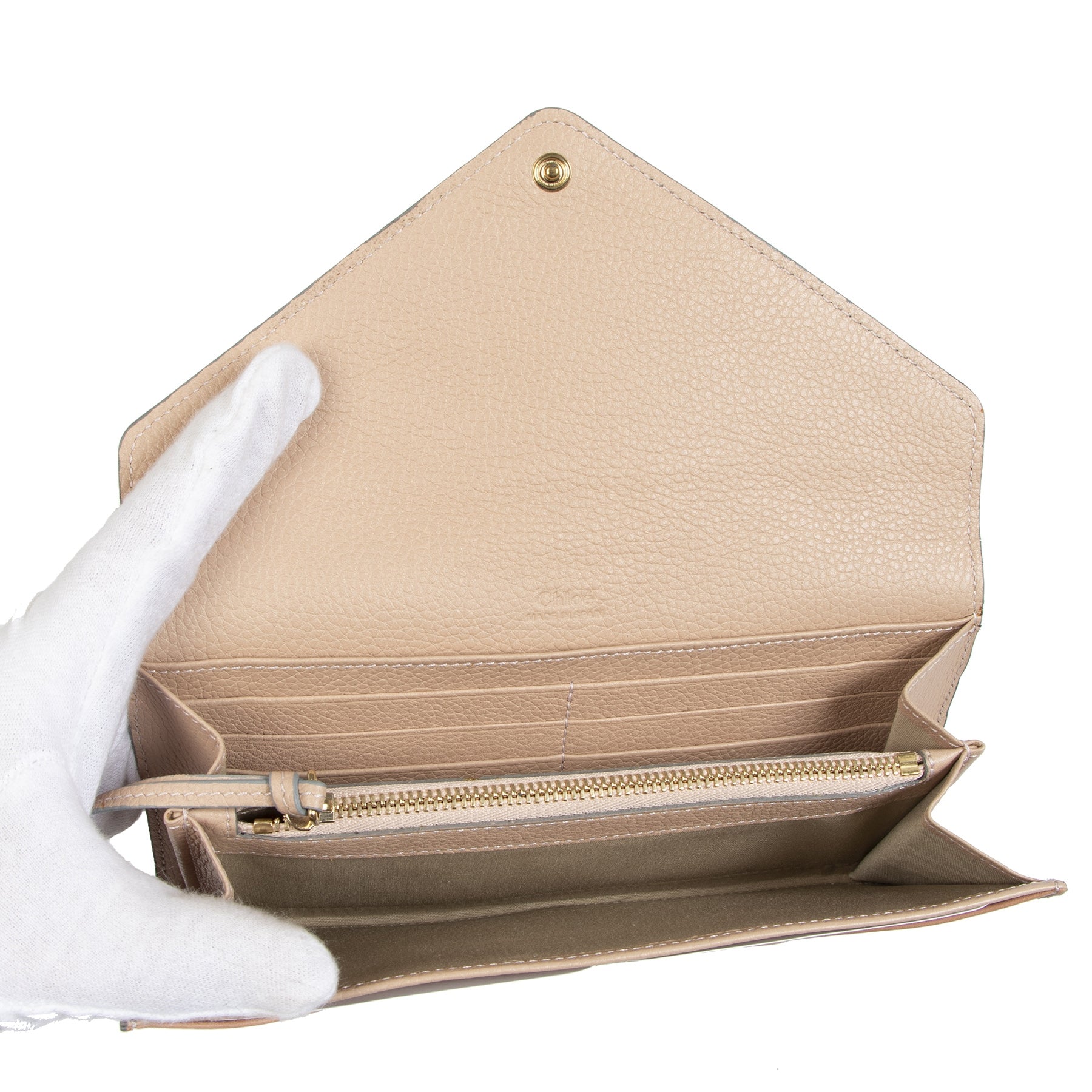 Chloé Nude Leather Envelope Wallet