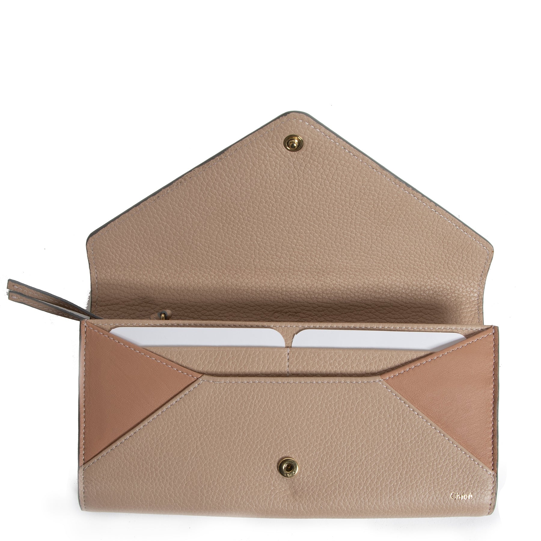 Chloé Nude Leather Envelope Wallet