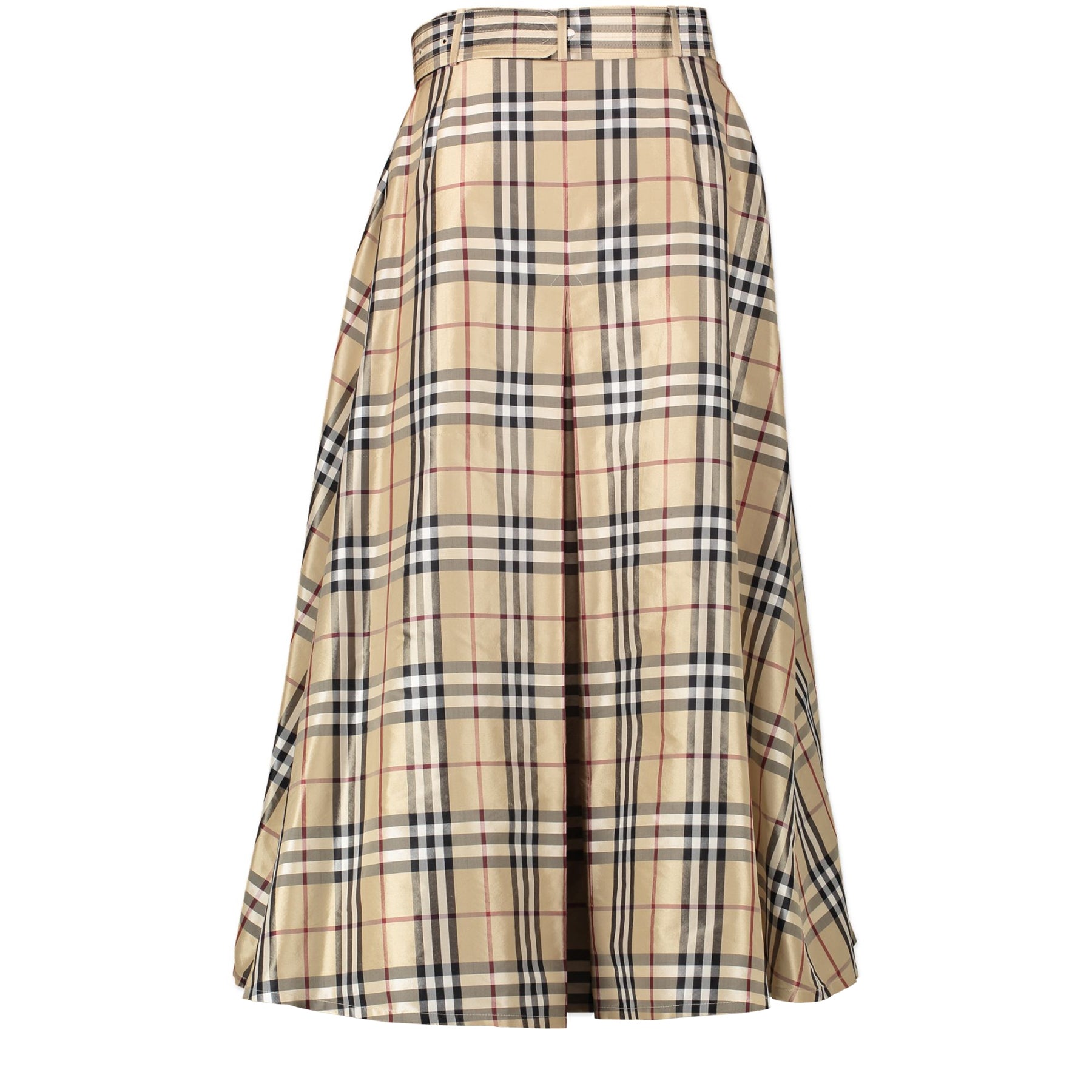 Authentieke Tweedehands Burberry Beige Nova Check Skirt - Size UK 10 juiste prijs veilig online shoppen luxe merken webshop winkelen Antwerpen België mode fashion