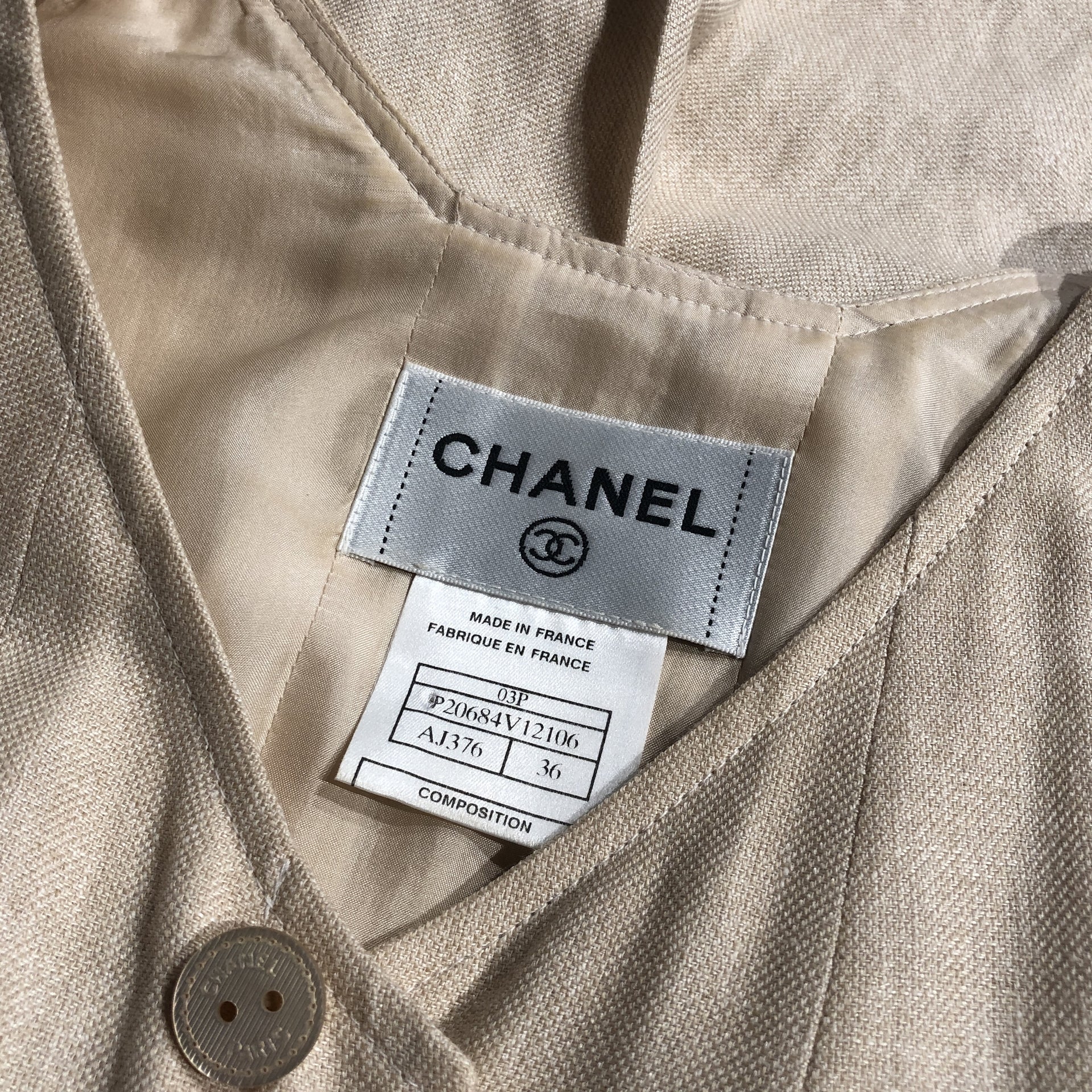 Chanel Sandy Beige Linen Dress - Size 36