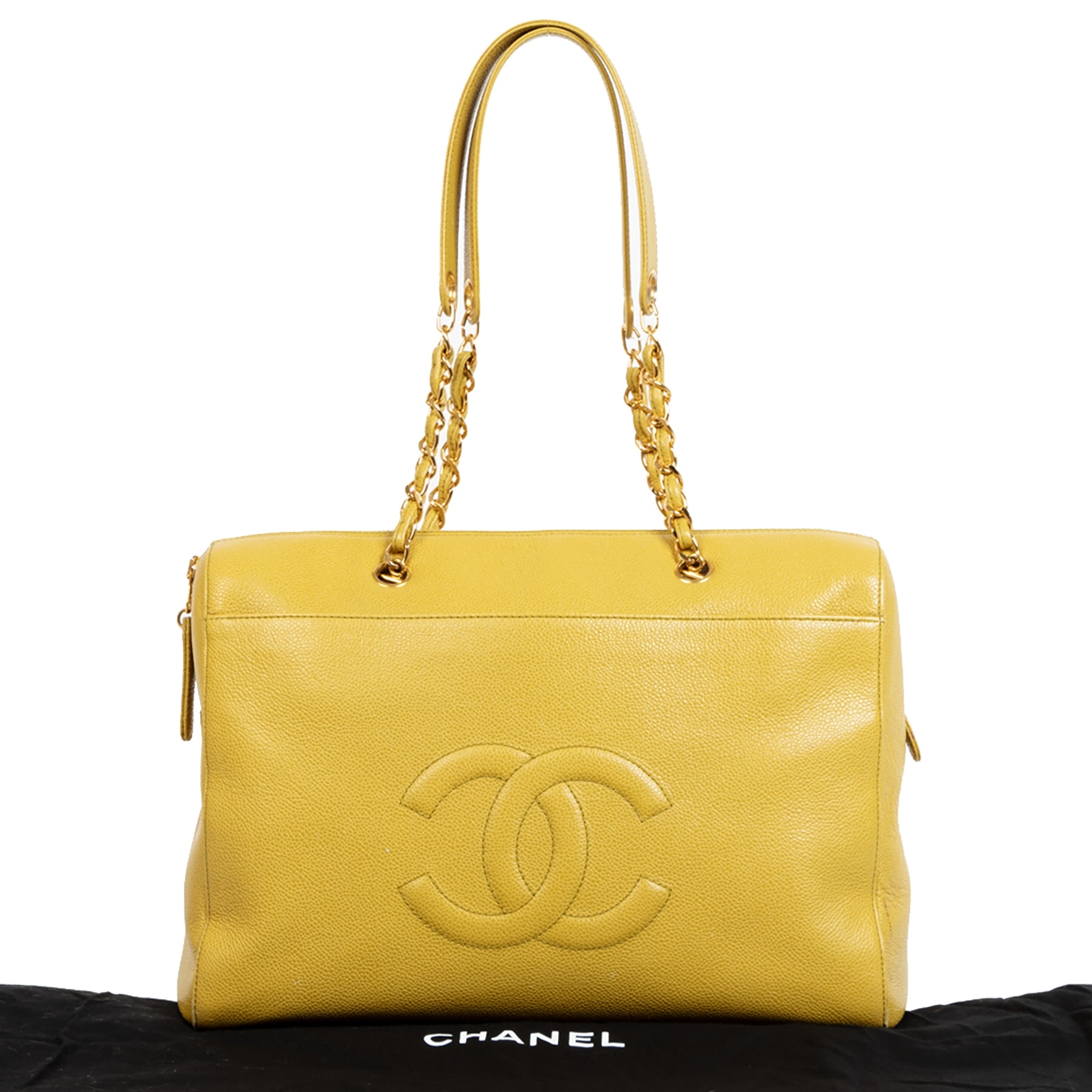 Chanel Mustard Yellow Leather Chain Shoulder Bag – Labellov