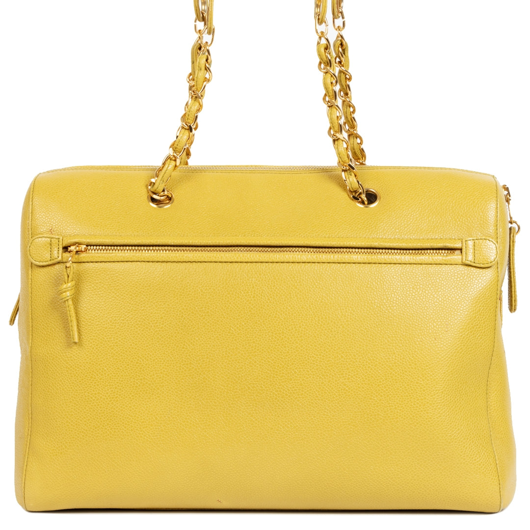 Chanel Mustard Yellow Leather Chain Shoulder Bag – Labellov