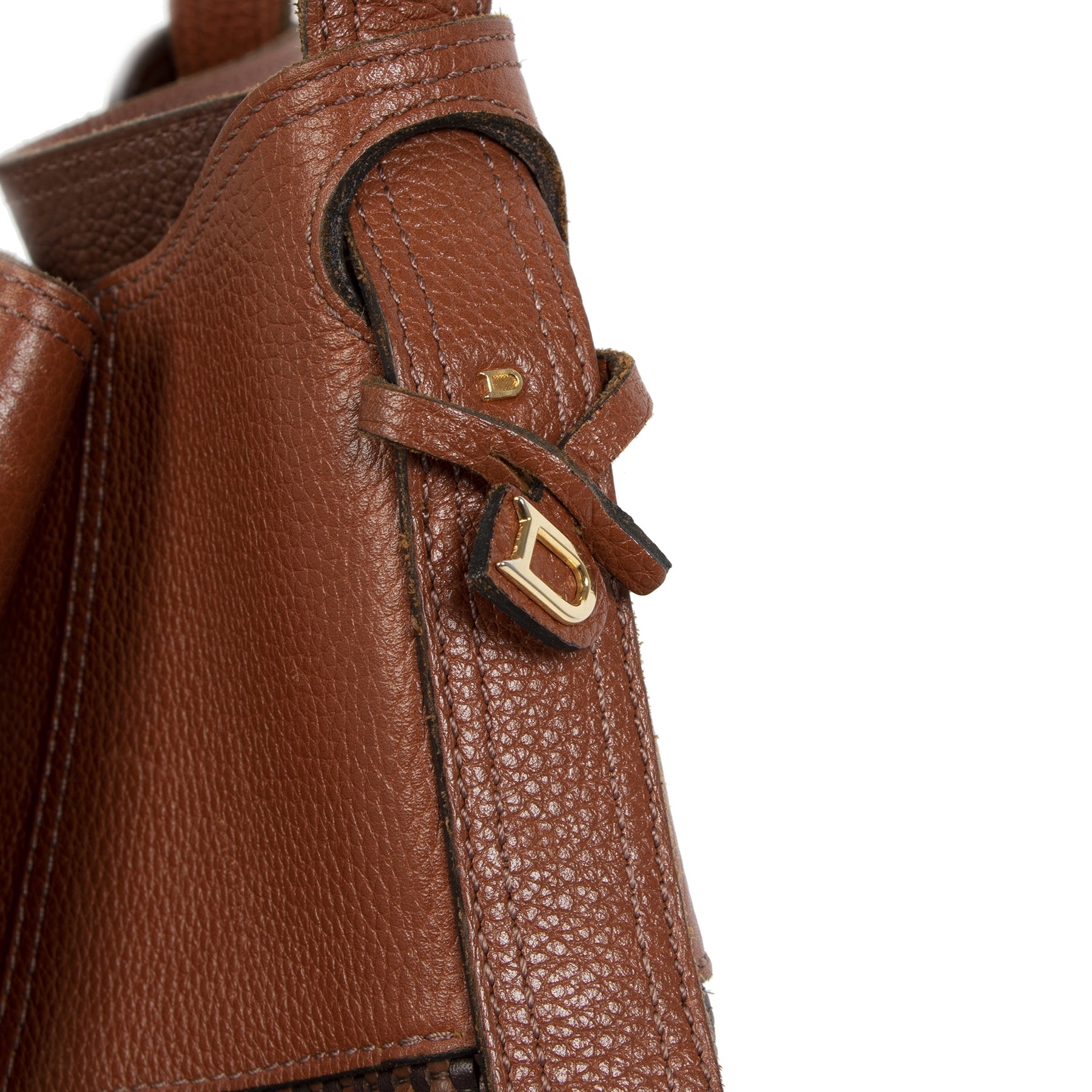 Authentieke Tweedehands Delvaux Cognac Toile De Cuir Faust Bag juiste prijs veilig online shoppen luxe merken webshop winkelen Antwerpen België mode fashion