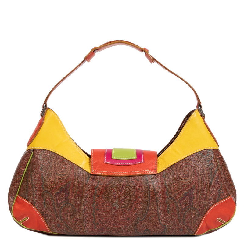 Authentieke Tweedehands Etro Multicolor Paisley Print Leather Shoulder Bag juiste prijs veilig online shoppen luxe merken webshop winkelen Antwerpen België mode fashion
