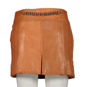 Gucci Cognac Pleated Leather Wrap Skirt - size 40