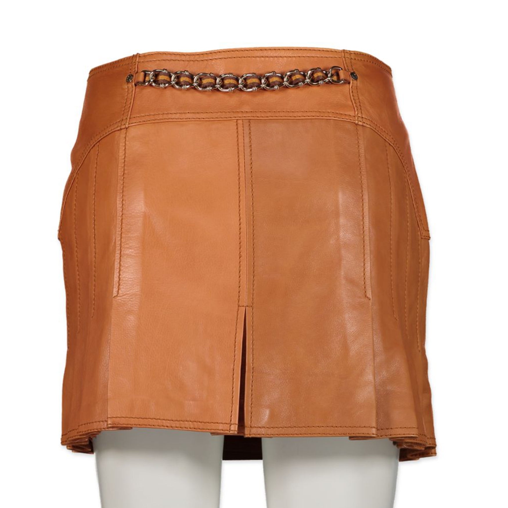 Gucci Cognac Pleated Leather Wrap Skirt - size 40