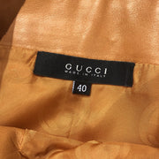 Gucci Cognac Pleated Leather Wrap Skirt - size 40