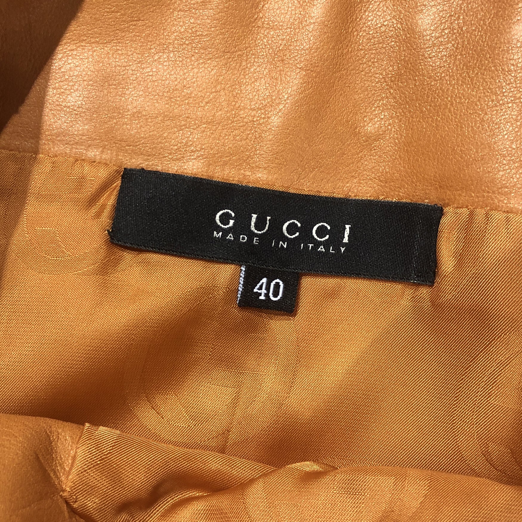Gucci Cognac Pleated Leather Wrap Skirt - size 40