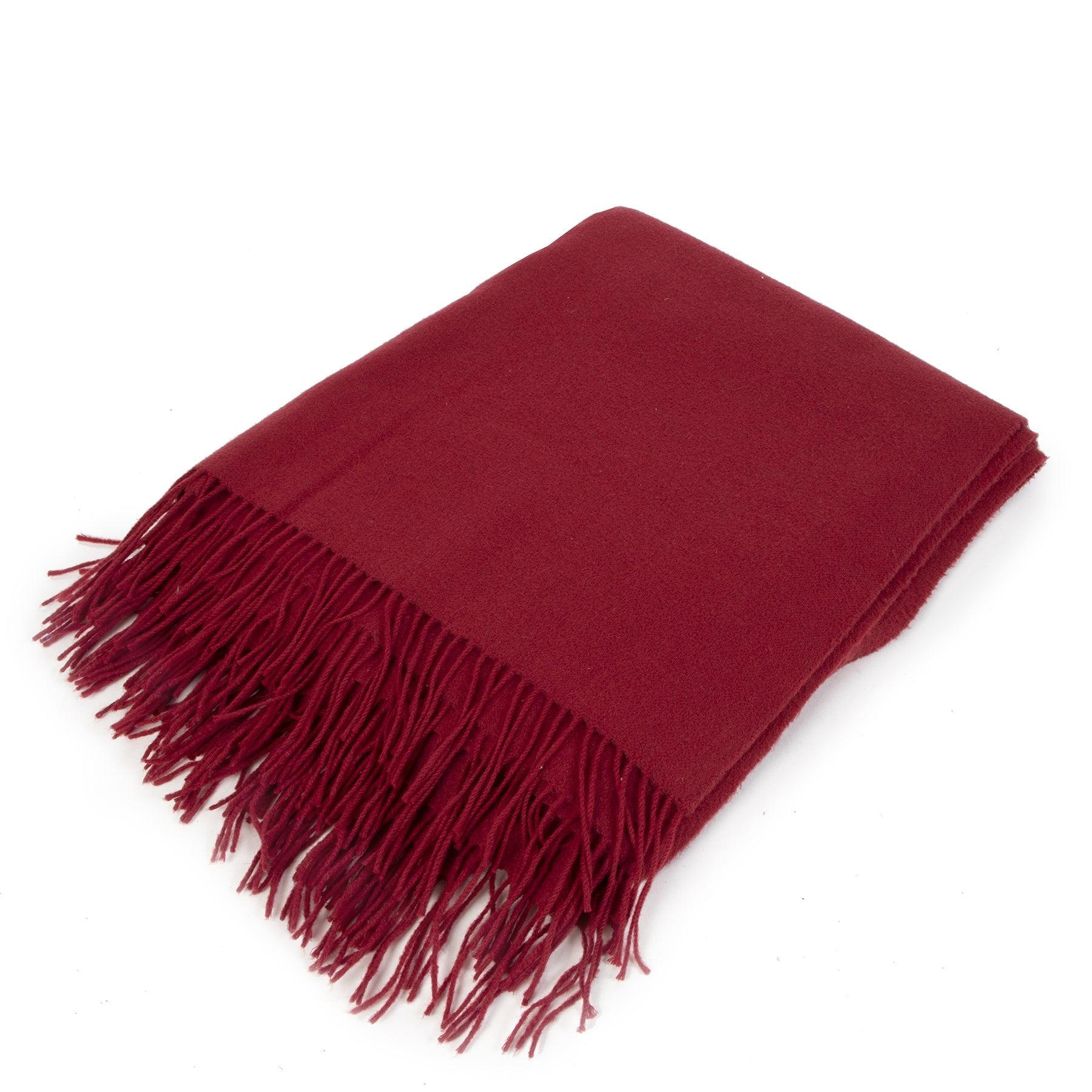 Authentic secondhand Hermès Red Cashmere Fringe Scarf designer accessories designer brands fashion luxury vintage webshop safe secure online shopping worldwide shipping