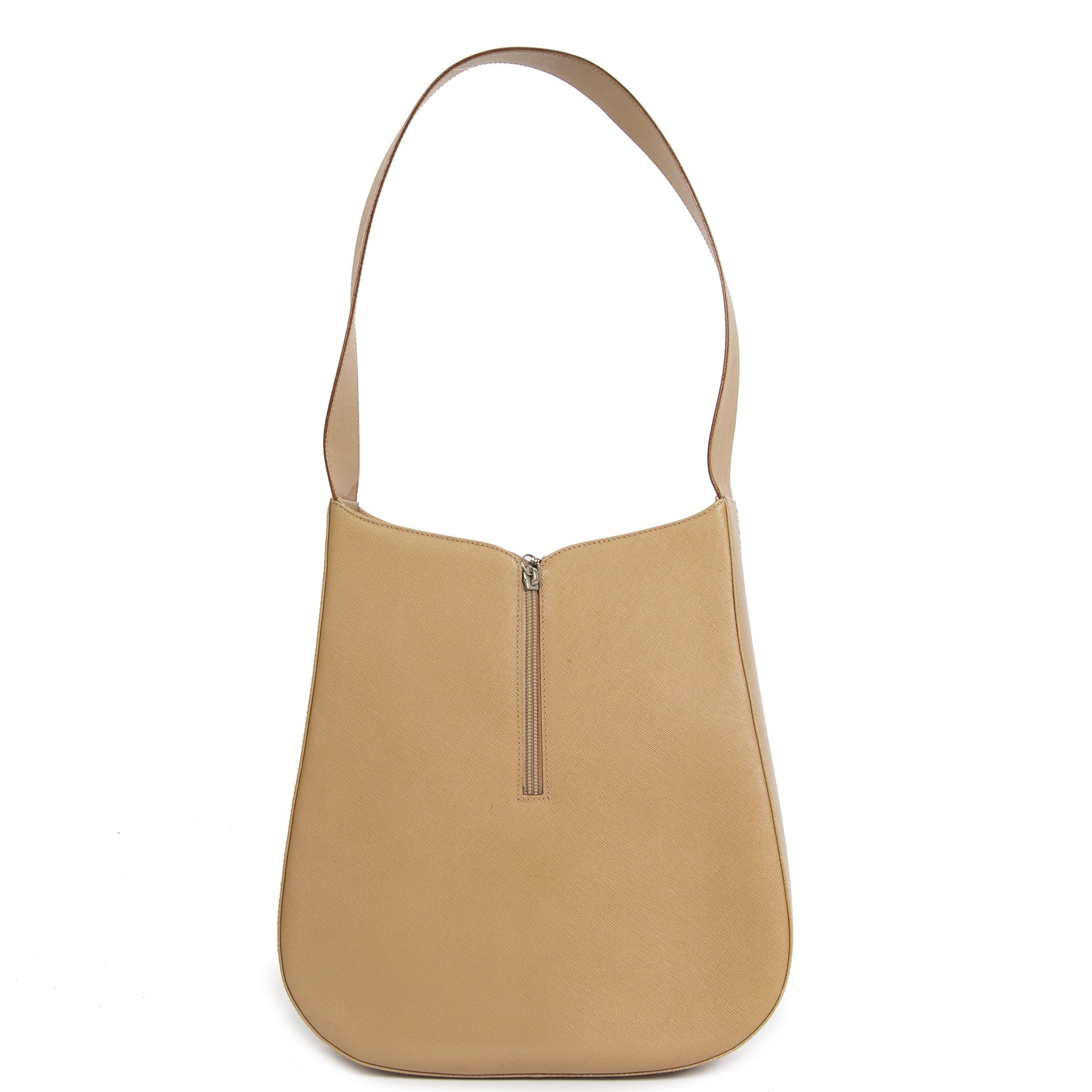 Authentic second hand Salvatore Ferragamo shoulder bag beige leather right price safe online shopping LabelLOV luxury webshop shopping Antwerp Belgium Fashion