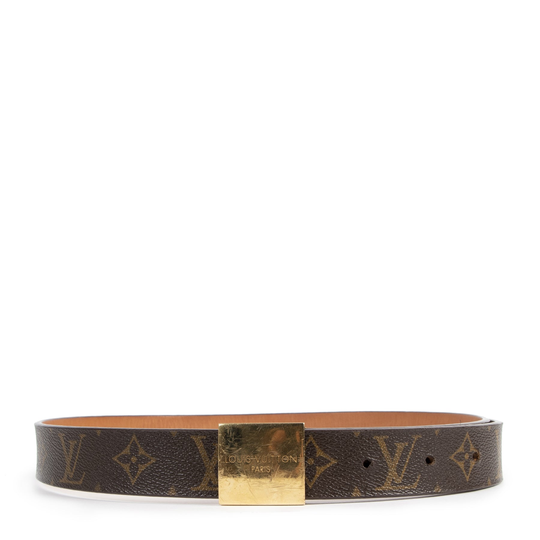 Authentic secondhand Louis Vuitton Monogram Gold Buckle Belt - Size 80 designer bags luxury vintage webshop fashion safe secure online shopping