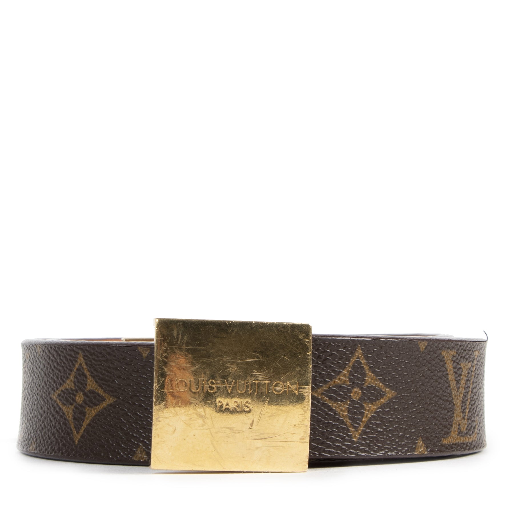 Authentic secondhand Louis Vuitton Monogram Gold Buckle Belt - Size 80 designer bags luxury vintage webshop fashion safe secure online shopping