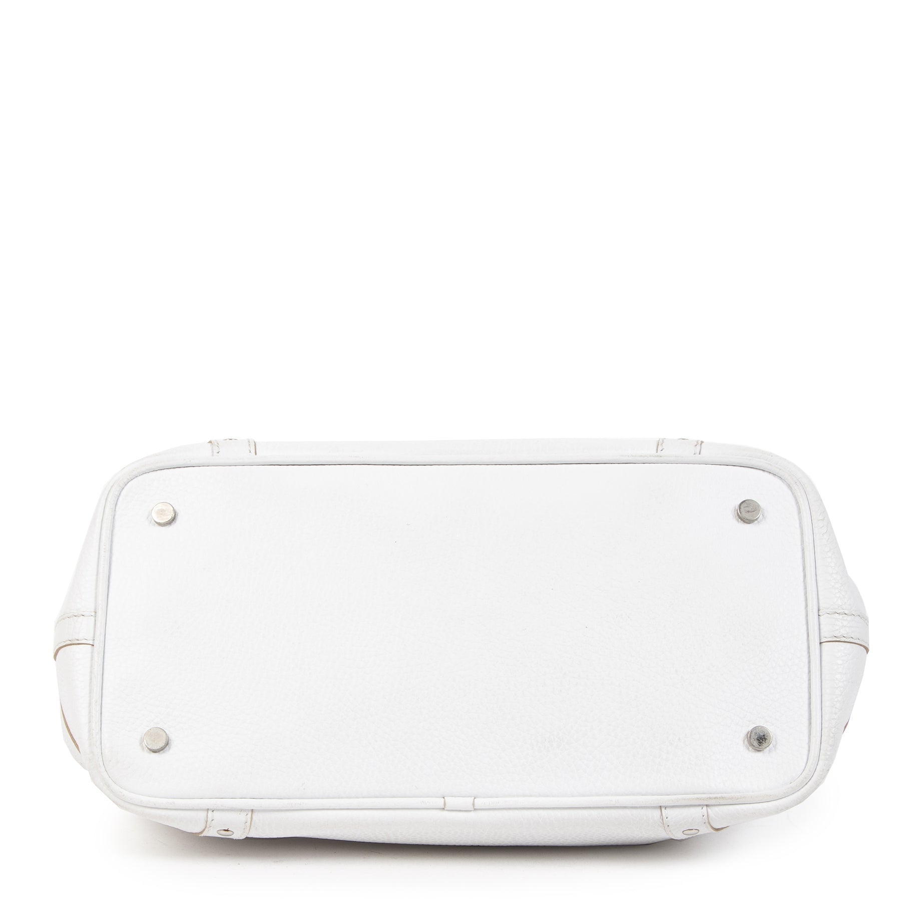 Authentic secondhand Burberry White Leather Top Handle Bag designer bags designer brands fashion luxury vintage webshop safe secure online shopping worldwide shipping delivery