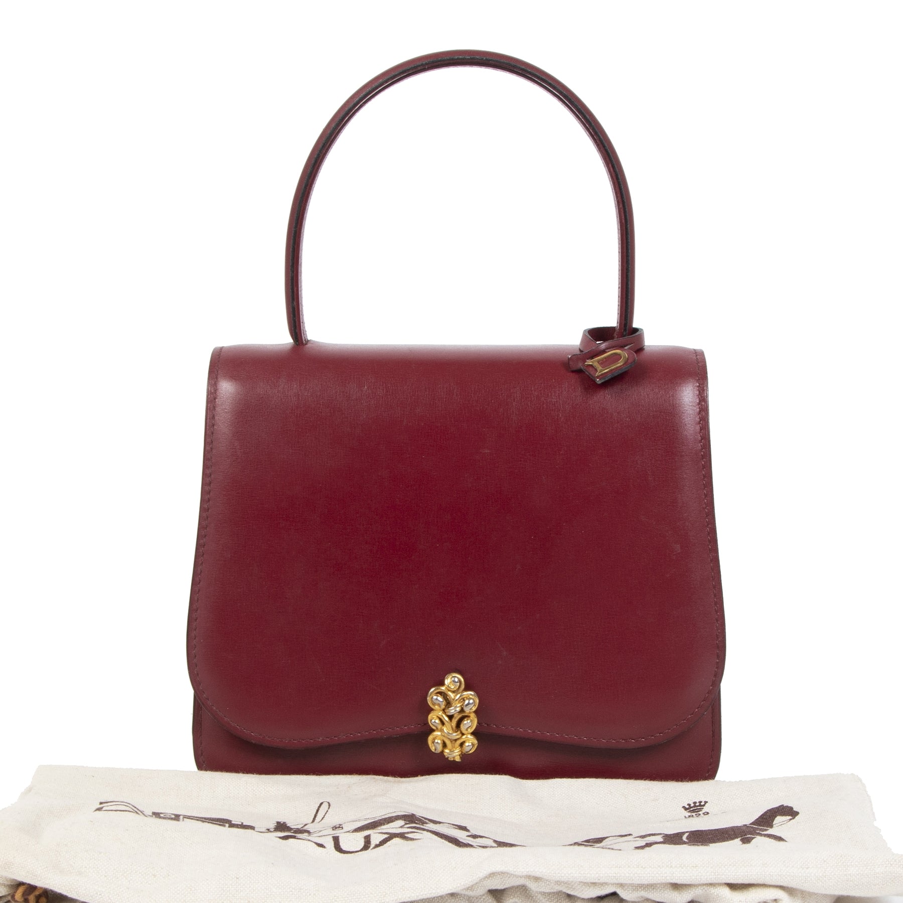 Authentieke Tweedehands Delvaux Vintage Burgundy Top Handle Bag juiste prijs veilig online shoppen luxe merken webshop winkelen Antwerpen België mode fashion