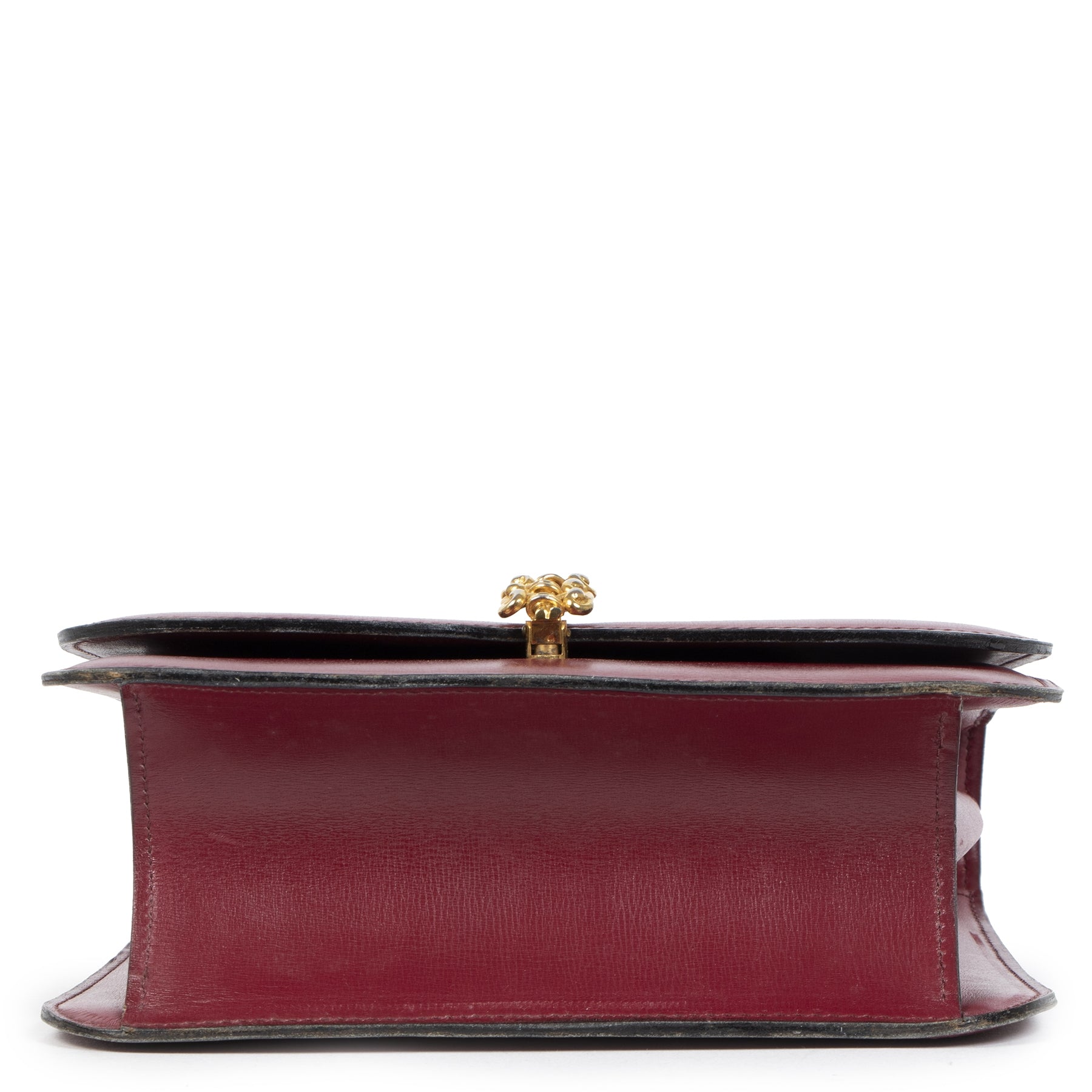 Authentieke Tweedehands Delvaux Vintage Burgundy Top Handle Bag juiste prijs veilig online shoppen luxe merken webshop winkelen Antwerpen België mode fashion