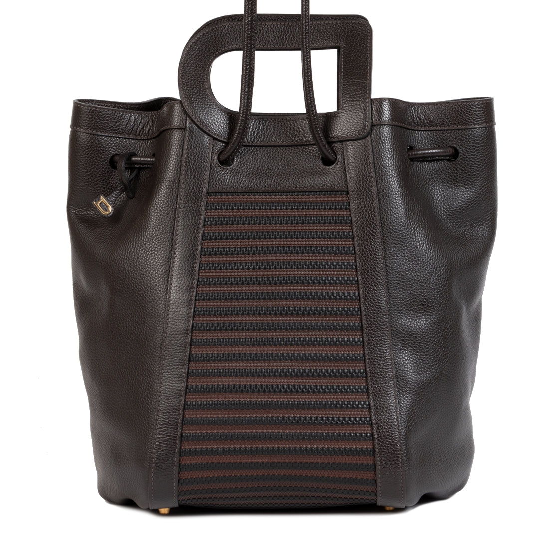 Authentieke Tweedehands Delvaux Brown Toile de Cuir Caraïbes D Bag juiste prijs veilig online shoppen luxe merken webshop winkelen Antwerpen België mode fashion