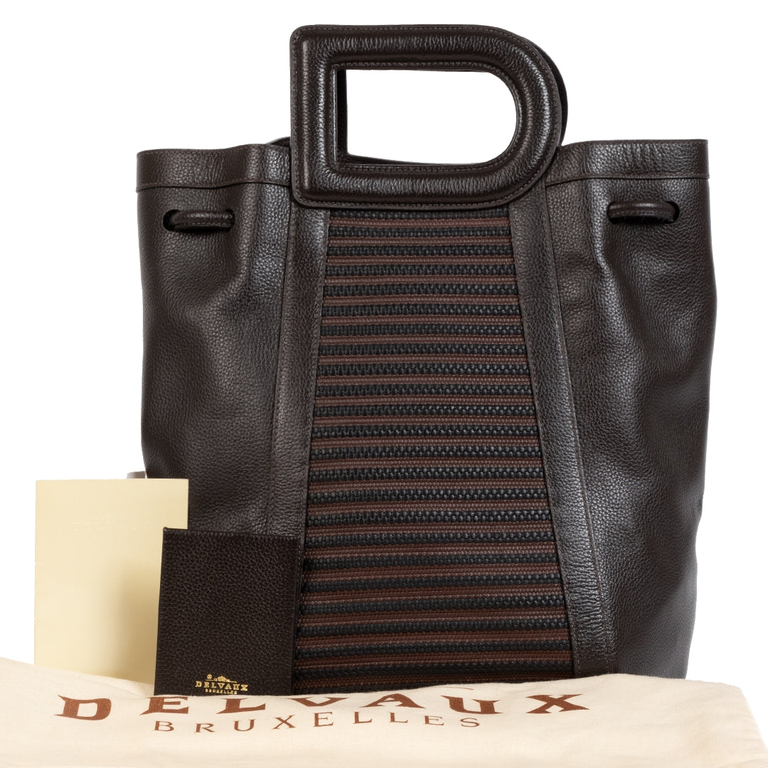 Authentic secondhand Delvaux Brown Toile de Cuir Caraïbes D Bag delvaux bags designer bags vintage webshop vintage designer bags fashion safe and secure online shopping Antwerp